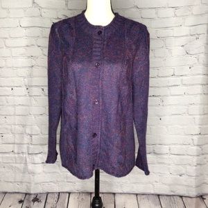 Jenny Buchanan Purple Cable and Ribbed Knit Mohair Blend Cardigan Medium